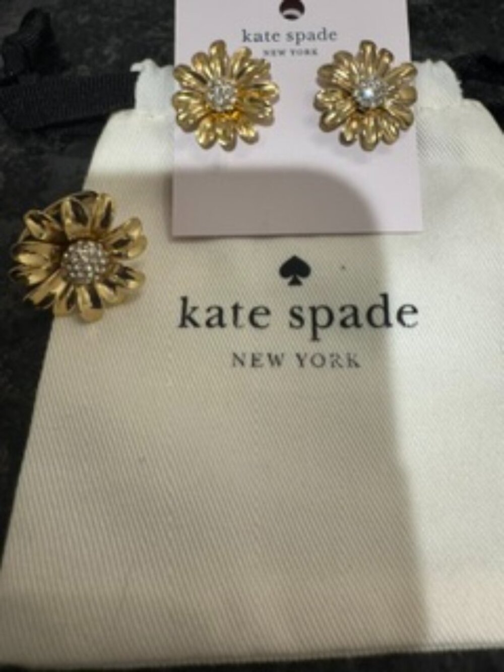 Kate Spade Gold Flower Earrings and Size 6 Ring
